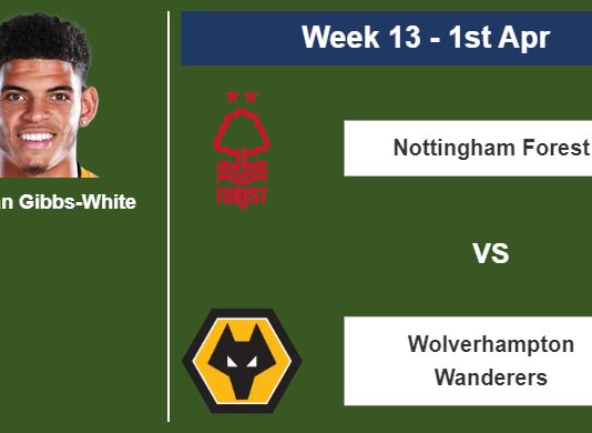 FANTASY PREMIER LEAGUE. Morgan Gibbs-White statistics before facing Wolverhampton Wanderers on Saturday 1st of April for the 13th week.