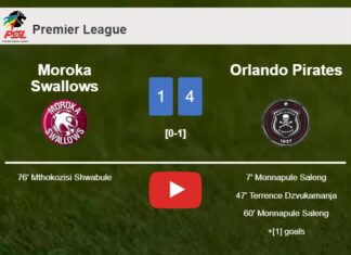 Orlando Pirates destroys Moroka Swallows 4-1 with 3 goals from M. Saleng. HIGHLIGHTS