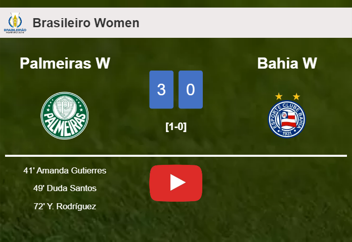 Palmeiras W defeats Bahia W 3-0. HIGHLIGHTS