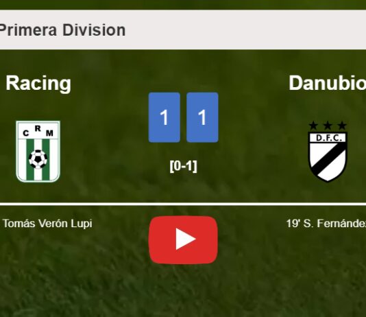 Racing and Danubio draw 1-1 on Friday. HIGHLIGHTS