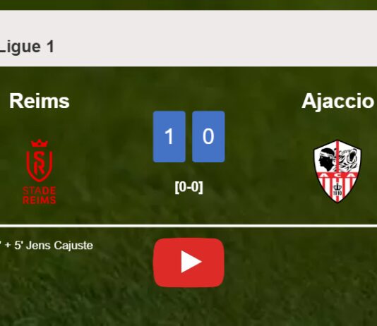 Reims defeats Ajaccio 1-0 with a late goal scored by J. Cajuste. HIGHLIGHTS