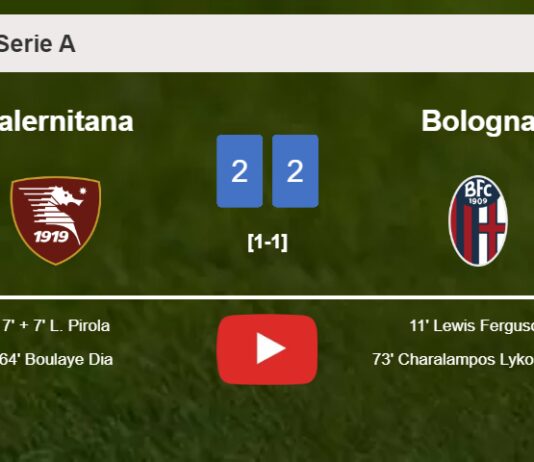 Salernitana and Bologna draw 2-2 on Saturday. HIGHLIGHTS