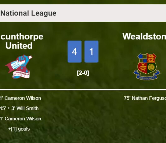 Scunthorpe United conquers Wealdstone 4-1 after recovering from a 0-1 deficit