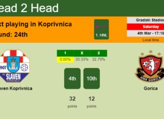 H2H, prediction of Slaven Koprivnica vs Gorica with odds, preview, pick, kick-off time 04-03-2023 - 1. HNL