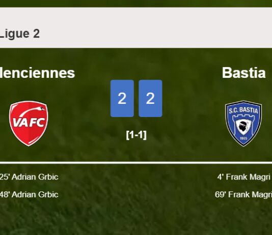Valenciennes and Bastia draw 2-2 on Saturday