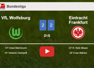 VfL Wolfsburg and Eintracht Frankfurt draw 2-2 on Sunday. HIGHLIGHTS