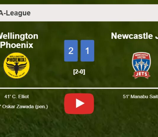 Wellington Phoenix tops Newcastle Jets 2-1. HIGHLIGHTS