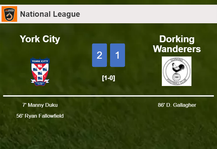 York City seizes a 2-1 win against Dorking Wanderers