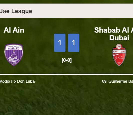 Al Ain and Shabab Al Ahli Dubai draw 1-1 on Saturday