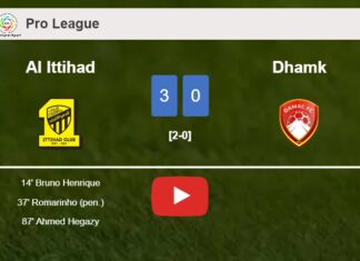 Al Ittihad conquers Dhamk 3-0. HIGHLIGHTS