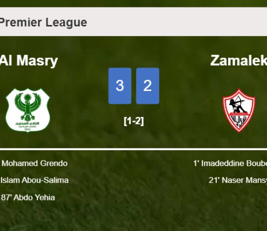 Al Masry tops Zamalek after recovering from a 0-2 deficit