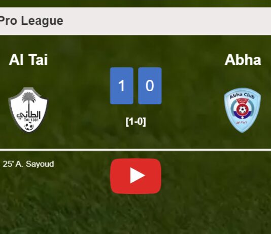 Al Tai defeats Abha 1-0 with a goal scored by A. Sayoud. HIGHLIGHTS