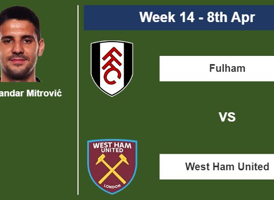 FANTASY PREMIER LEAGUE. Aleksandar Mitrović statistics before facing West Ham United on Saturday 8th of April for the 14th week.