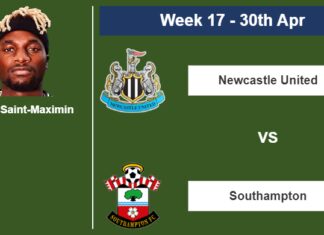FANTASY PREMIER LEAGUE. Allan Saint-Maximin statistics before competing vs Southampton on Sunday 30th of April for the 17th week.