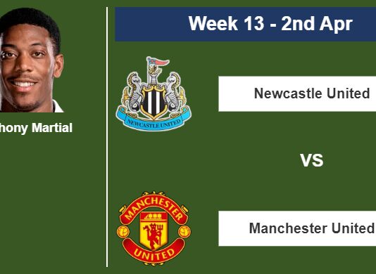 FANTASY PREMIER LEAGUE. Anthony Martial statistics before facing Newcastle United on Sunday 2nd of April for the 13th week.