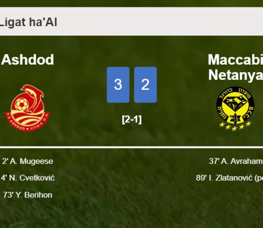 Ashdod defeats Maccabi Netanya 3-2