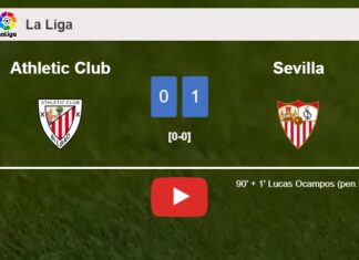 Sevilla beats Athletic Club 1-0 with a late goal scored by L. Ocampos. HIGHLIGHTS