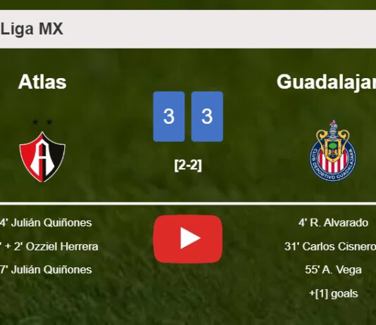 Atlas and Guadalajara draws a exciting match 3-3 on Saturday. HIGHLIGHTS