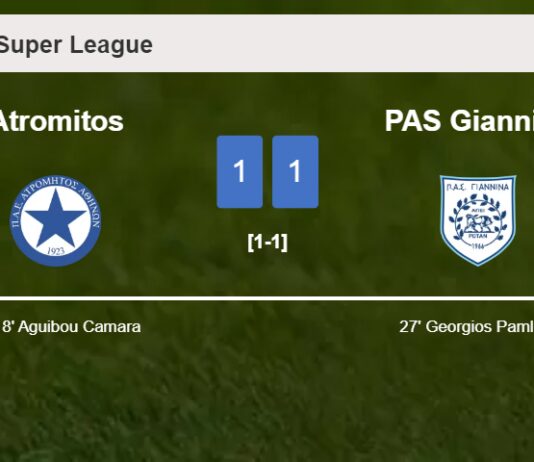 Atromitos and PAS Giannina draw 1-1 on Saturday