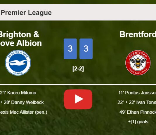 Brighton & Hove Albion and Brentford draws a hectic match 3-3 on Saturday. HIGHLIGHTS