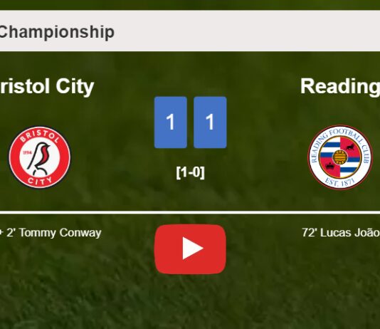 Bristol City and Reading draw 1-1 on Saturday. HIGHLIGHTS