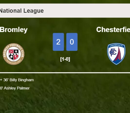 Bromley overcomes Chesterfield 2-0 on Saturday