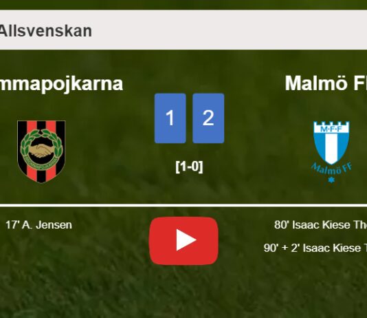 Malmö FF recovers a 0-1 deficit to overcome Brommapojkarna 2-1 with I. Kiese scoring a double. HIGHLIGHTS