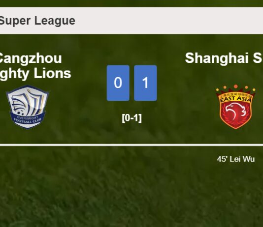 Shanghai SIPG beats Cangzhou Mighty Lions 1-0 with a goal scored by L. Wu