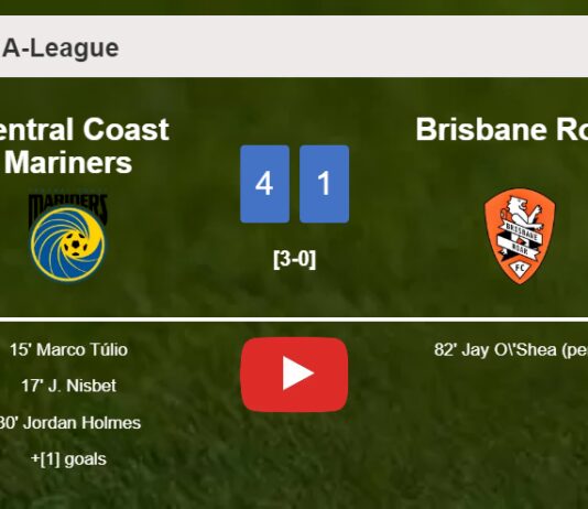 Central Coast Mariners crushes Brisbane Roar 4-1 with a fantastic performance. HIGHLIGHTS