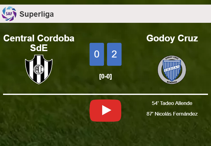 Godoy Cruz tops Central Cordoba SdE 2-0 on Saturday. HIGHLIGHTS