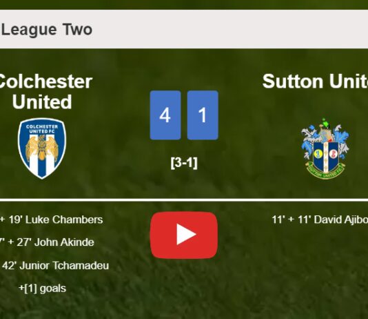 Colchester United crushes Sutton United 4-1 playing a great match. HIGHLIGHTS