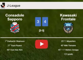 Kawasaki Frontale overcomes Consadole Sapporo 4-3. HIGHLIGHTS