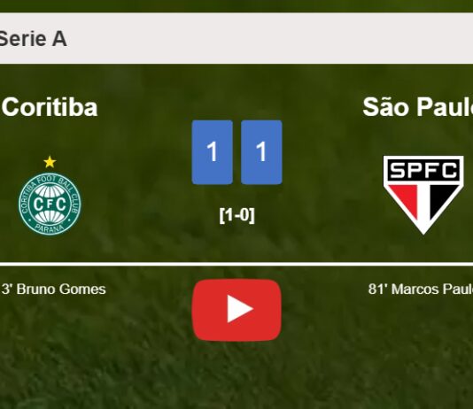 Coritiba and São Paulo draw 1-1 on Saturday. HIGHLIGHTS