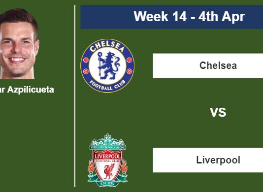 FANTASY PREMIER LEAGUE. César Azpilicueta statistics before facing Liverpool on Tuesday 4th of April for the 14th week.