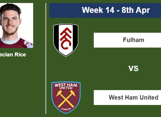 FANTASY PREMIER LEAGUE. Declan Rice statistics before facing Fulham on Saturday 8th of April for the 14th week.
