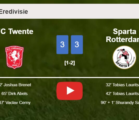 FC Twente and Sparta Rotterdam draws a crazy match 3-3 on Sunday. HIGHLIGHTS