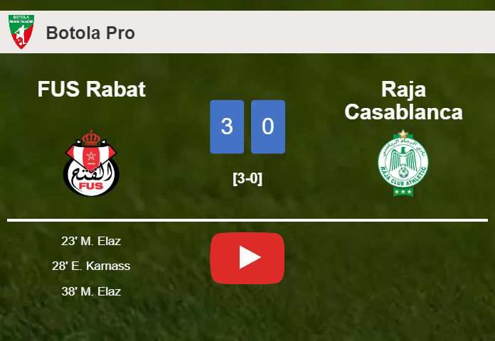 FUS Rabat liquidates Raja Casablanca with 2 goals from M. Elaz. HIGHLIGHTS