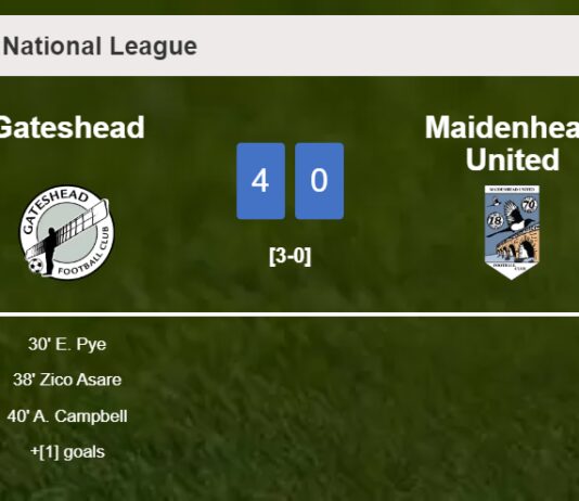 Gateshead estinguishes Maidenhead United 4-0 with a superb match