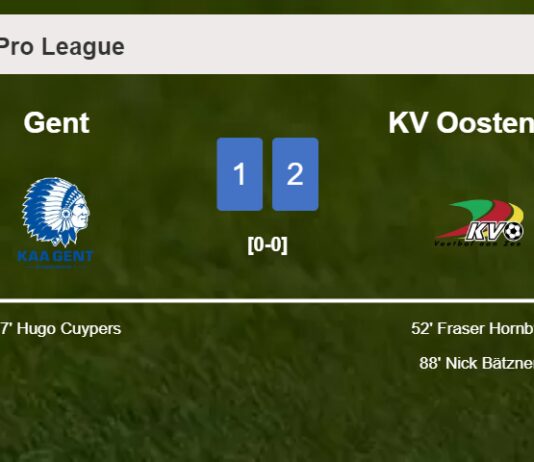 KV Oostende seizes a 2-1 win against Gent