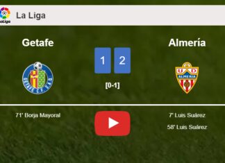 Almería prevails over Getafe 2-1 with L. Suárez scoring 2 goals. HIGHLIGHTS
