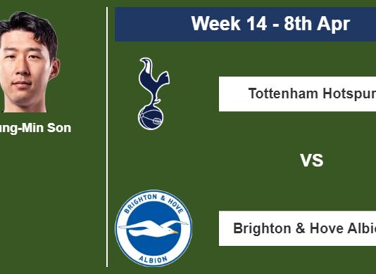 FANTASY PREMIER LEAGUE. Heung-Min Son statistics before facing Brighton & Hove Albion on Saturday 8th of April for the 14th week.