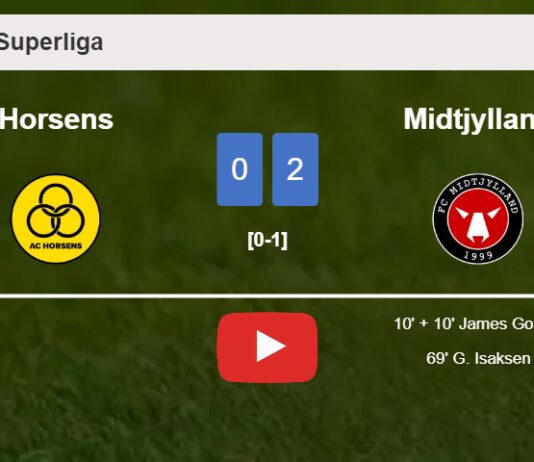Midtjylland tops Horsens 2-0 on Sunday. HIGHLIGHTS