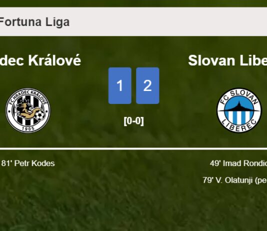 Slovan Liberec conquers Hradec Králové 2-1