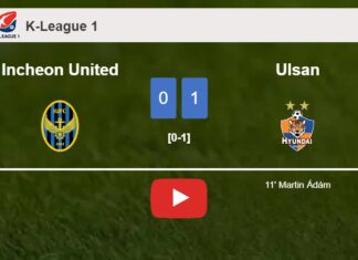 Ulsan tops Incheon United 1-0 with a goal scored by M. Ádám. HIGHLIGHTS