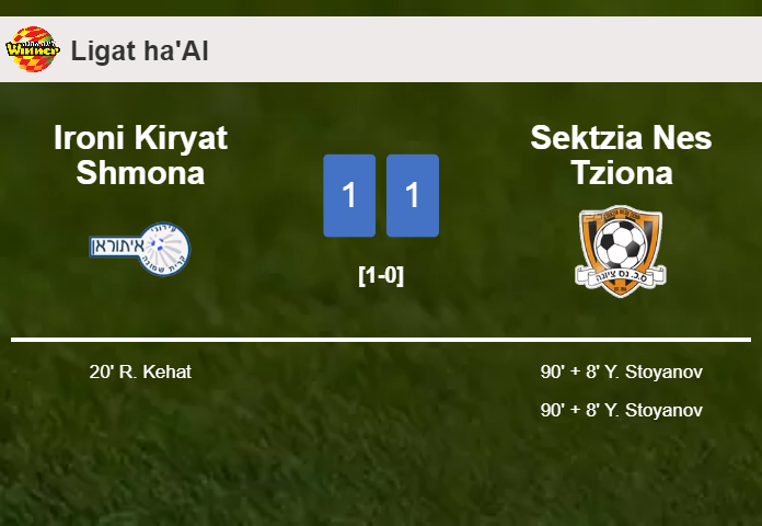 Sektzia Nes Tziona snatches a draw against Ironi Kiryat Shmona