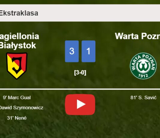 Jagiellonia Białystok defeats Warta Poznań 3-1. HIGHLIGHTS