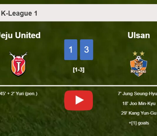 Ulsan overcomes Jeju United 3-1. HIGHLIGHTS