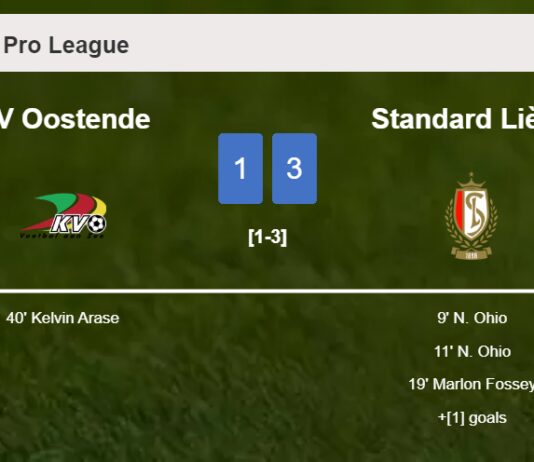 Standard Liège beats KV Oostende 3-1