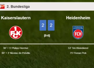 Kaiserslautern manages to draw 2-2 with Heidenheim after recovering a 0-2 deficit