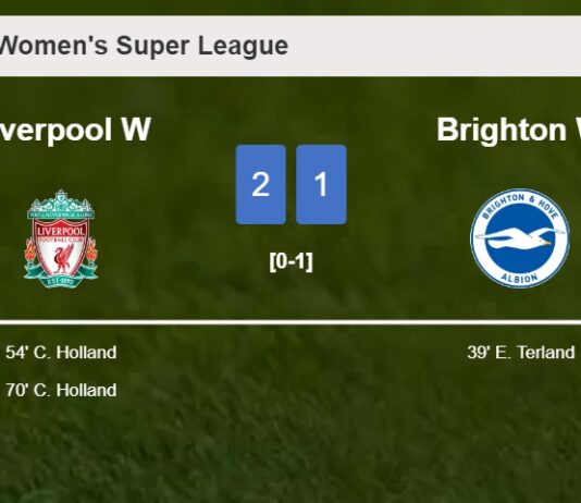 Liverpool recovers a 0-1 deficit to prevail over Brighton 2-1 with C. Holland scoring a double
